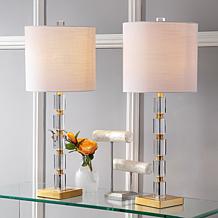 JONATHAN Y Clear and Brass Claire 28.5" Crystal Set of 2 Table Lamps