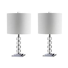 JONATHAN Y Clear Barnard 22" Crystal Metal LED Set of 2 Table Lamp