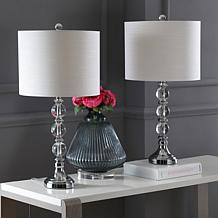 JONATHAN Y Clear Chrome Paul 26" Crystal Metal LED Set of 2 Table Lamp