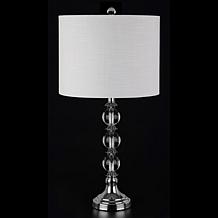 JONATHAN Y Clear Chrome Paul 26" Crystal Metal LED Set of 2 Table Lamp