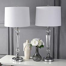 JONATHAN Y Clear Emma 29.5" Crystal LED Set of 2 Table Lamp