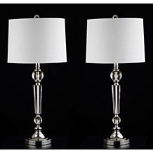 JONATHAN Y Clear Emma 29.5" Crystal LED Set of 2 Table Lamp