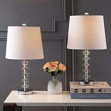 JONATHAN Y Clear Kevin 22" Glass and Metal LED Set of 2 Table Lamp