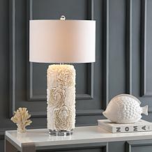 JONATHAN Y Cream Rosette 28.5" Seashell Resin Crystal LED Table Lamp