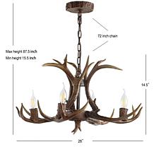 Jonathan Y Eldora 26" Adjustable Resin Antler 4-Light LED Chandelier 