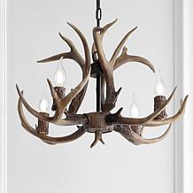 Jonathan Y Eldora 26" Adjustable Resin Antler 4-Light LED Chandelier 