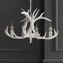 Jonathan Y Eldora 26" Adjustable Resin Antler 4-Light LED Chandelier 
