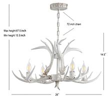 Jonathan Y Eldora 26" Adjustable Resin Antler 4-Light LED Chandelier 