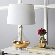 JONATHAN Y Gold Leaf West 24.5" Glass LED Table Lamp