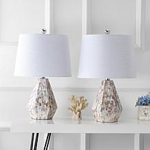 JONATHAN Y Natural Ivory Isabella 21" Seashell Set of 2 Table Lamps