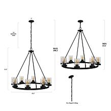 Jonathan Y Pablo Ring 33.5" 8-Light Iron & Seeded Glass LED Chandelier