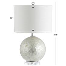 JONATHAN Y Pearl White Zuri 23.5" Capiz Seashell Sphere LED Table Lamp