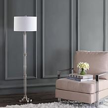 JONATHAN Y Polished Nickel Clear Ralph 60" Metal Glass Floor Lamp