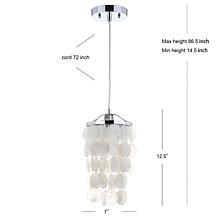 JONATHAN Y White and Chrome Cayla 7" Seashell LED Chandelier Pendant