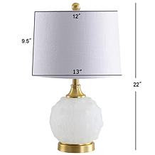 JONATHAN Y White Brass Gold Ilsa 22" Dotted Glass Metal LED Table Lamp