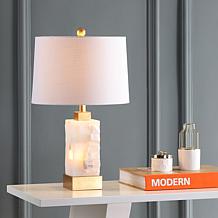 JONATHAN Y White Gold Leaf Eloise 23" Alabaster Metal LED Table Lamp