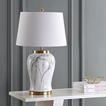 JONATHAN Y White Gold Prague 28" Ceramic Marble LED Table Lamp