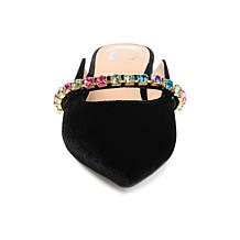 Journee Collection Women's Velvet Pointed-Toe Jewel Flat