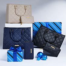Joy First Class Luxury Leather Quilted Handbag & Clutch Wallet