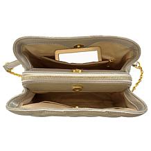 Joy Luxe Leather Quilted Chic Triple Section Crossbody Bag