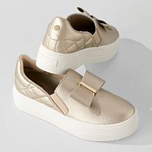 Joy Luxe Slip-On Genuine Leather Bow Sneaker with Orthotic Insole