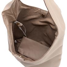 Joy Metallic Leather Hobo Slouch Bag with Wristlet