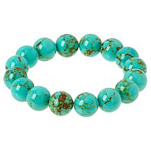 KALIFANO Gemstone 12mm Bead 6-1/2" Stretch Bracelet