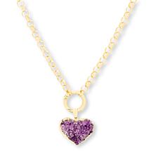 KALIFANO Goldtone Amethyst Druzy Geode Heart Drop Necklace