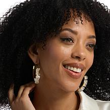 KALIFANO Goldtone Quartz Nugget Hoop Earrings