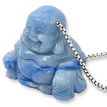 KALIFANO Happy Buddha Carved Gemstone 30" Necklace