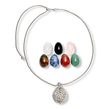 KALIFANO Interchangeable Pear Gem Pendant with Adjustable Bolo Chain