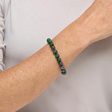 KALIFANO Multicolor Ruby-in-Zoisite Bead Stretch Bracelet
