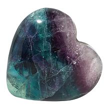 KALIFANO Polished Fluorite Heart with Velvet Pouch