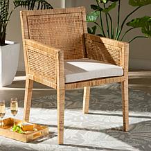 Karis Wood and Rattan Dining Chair with Cushion