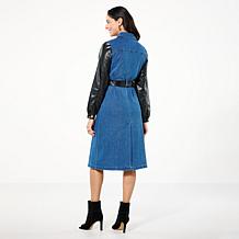 kathy ireland® Fashion 360 Denim British Tower Maxi Trench Coat