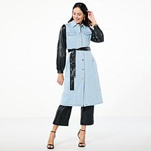 kathy ireland® Fashion 360 Denim British Tower Maxi Trench Coat