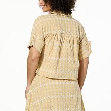 kathy ireland® Fashion 360 Madrid Escape Embroidered Top
