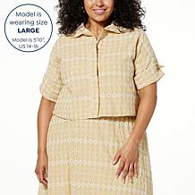 kathy ireland® Fashion 360 Madrid Escape Embroidered Top