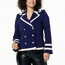 kathy ireland® Fashion 360 Royal Diana Faux-Ever Leather Trim Peacoat