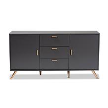 Kelson Dark Grey and Gold Finished Wood 2-Door Sideboard Buffet