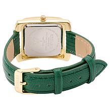 Kessaris Embossed Strap Square Case Crystal Watch