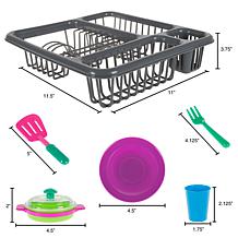 Kids Play Dish Set  27 Piece Tableware Dish Set with Dish Drainer b...