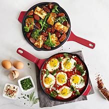 Kitchen HQ 2pc 10" Ceramic Nonstick Cast Iron Skillet w/10" Griddle