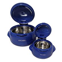 Kitchen HQ Large & Small Thermal Microwaveable Insulated Bowls w/Lids
