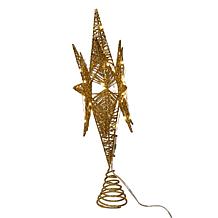 Kurt Adler 15-Inch Twinkling LED Gold Starburst Tree Topper