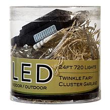 Kurt Adler 24' 720-Light Warm White Twinkle LED Fairy Cluster Garland