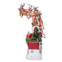 Kurt Adler 24-Inch Fabriche Musical Santa with Eight Reindeer  Set ...
