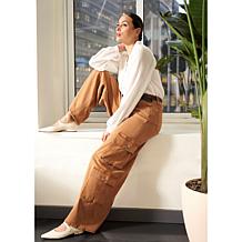 La Joie Cinched Hem Denim Cargo Pant