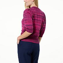 La Joie Crochet Knit Lantern Sleeve Sweater