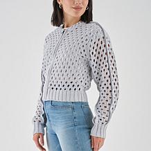 La Joie Crochet Stitch Bomber Jacket